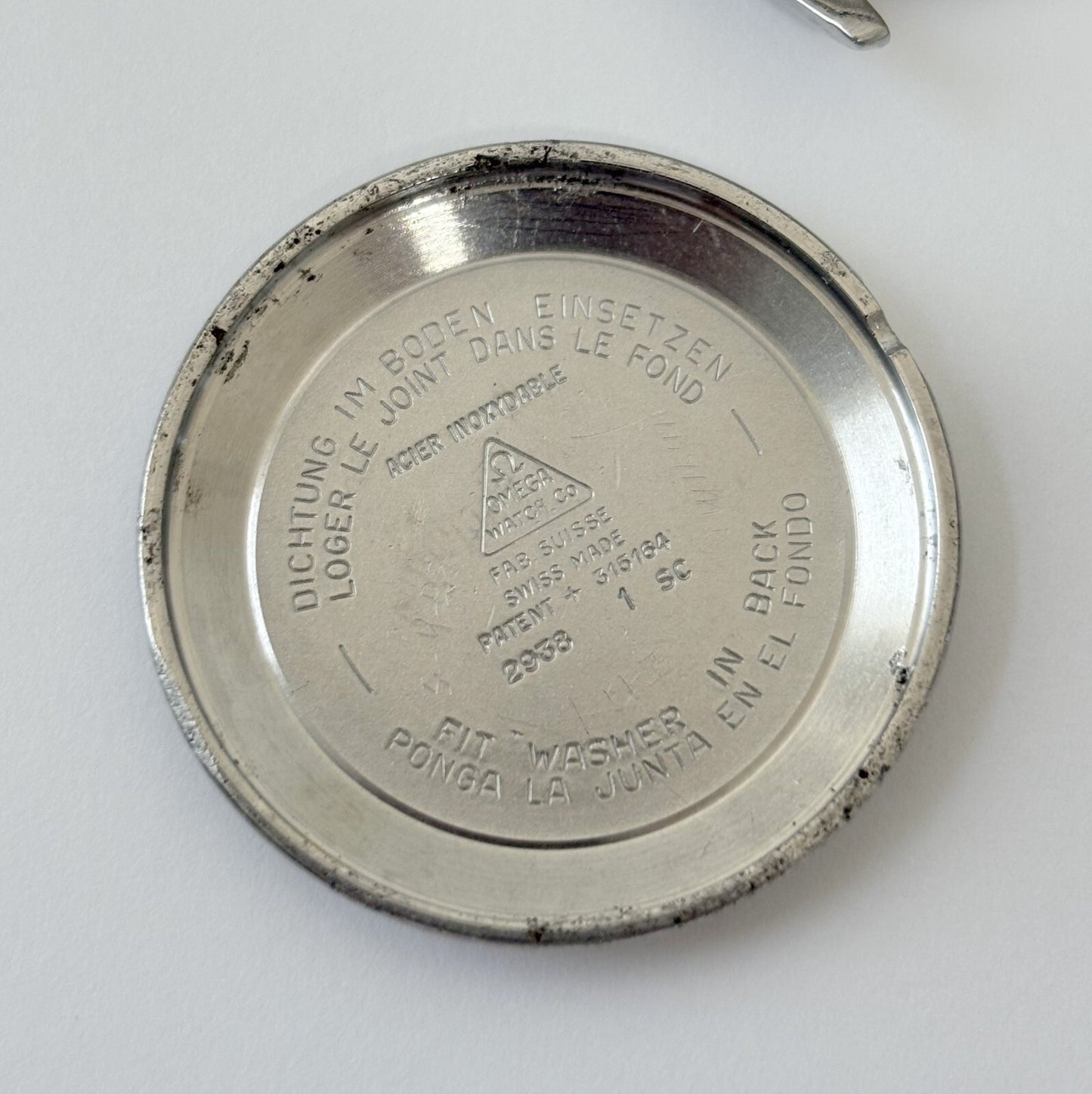 Vintage Omega Seamaster 2938 1 SC watch case with crown 35mm diameter