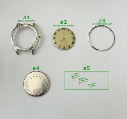 Omega Ref 2374/4 35mm watch case back parts dial hands steel for Cal 30.10R - Used Watch Parts