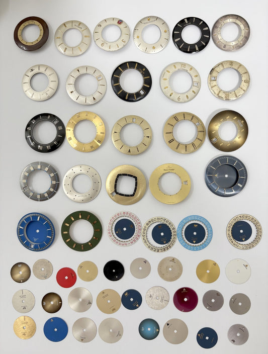 big lot of Jaeger Lecoultre Memovox alarm dials discs