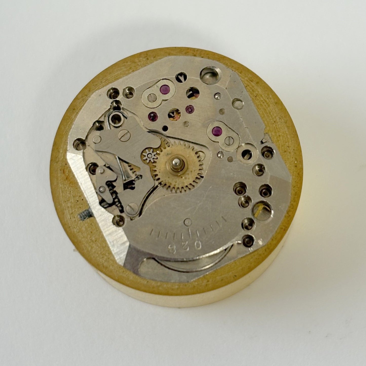 Benrus Cal BO1 Watch Parts Movement Balance Fork Wheels Spring Bridge Dial