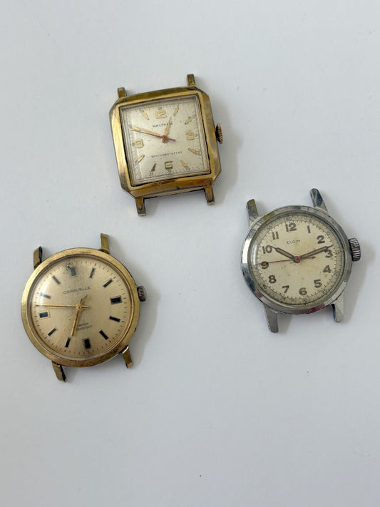 lot of watches caravelle waltham elgin not working parts/repair
