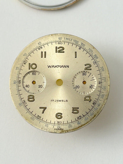 Wakmann Chronograph 34.5mm Parts Case Bezel Dial Hand Sub Second Venus 188