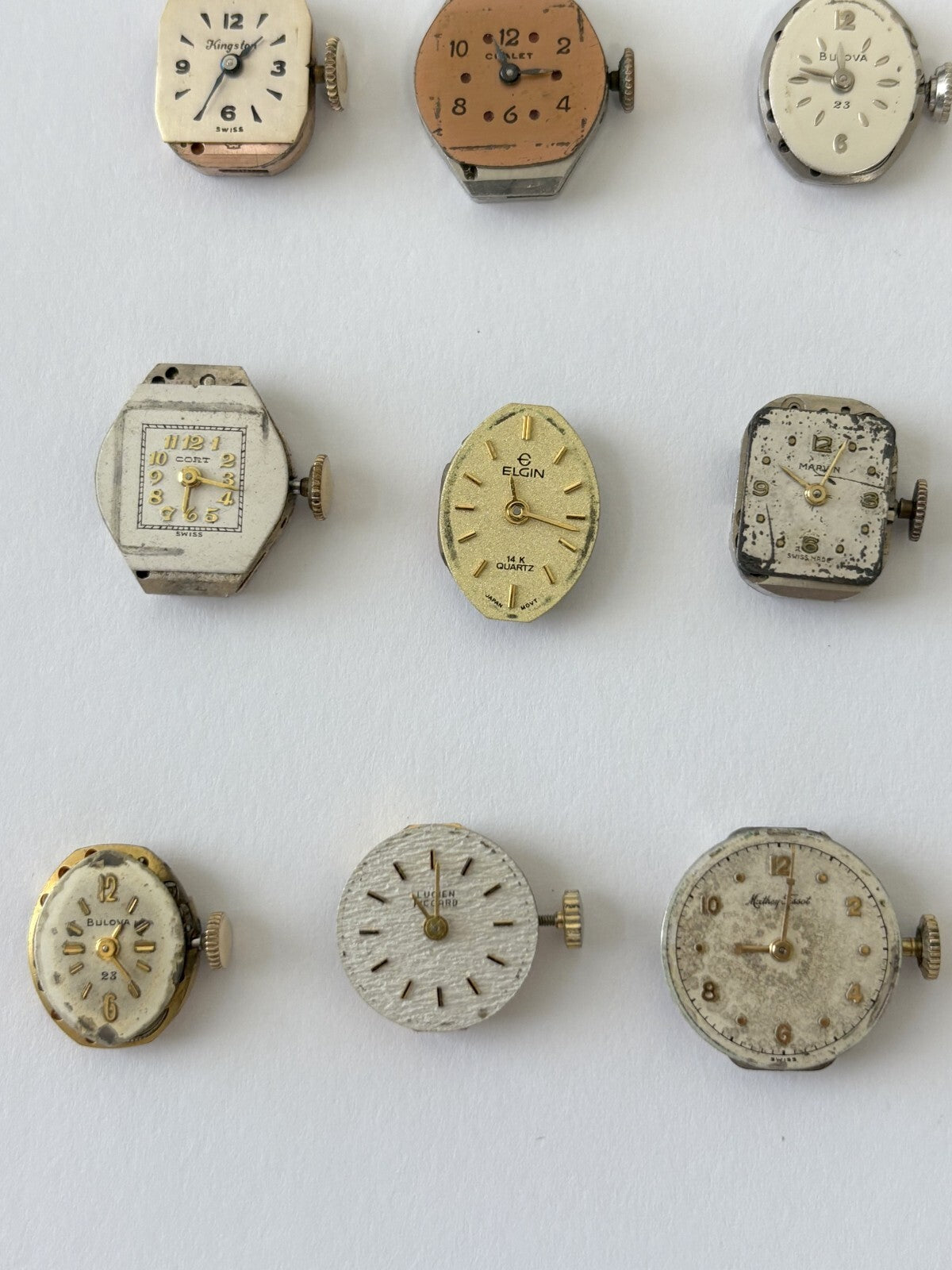 Ladies mechanical watch movements for parts or repair dial hands crown balance
