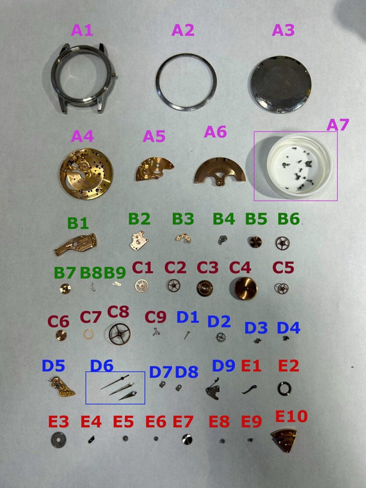 Omega Cal 550 Parts Movement Balance Fork Wheels Spring Bridge Watch 14774 SC 62 - Used Watch Parts