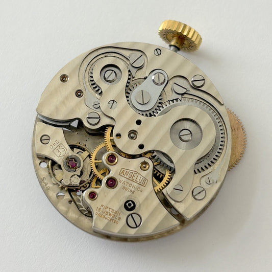 Runs & Sets Angelus cal sf240 stem winding alarm clock watch movement