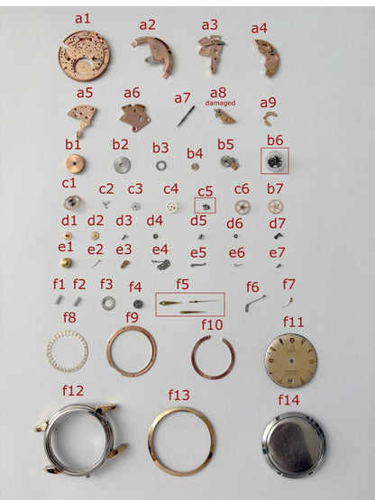 Omega Cal 353 Watch Parts Movement Balance Fork Wheel Spring 350 351 2627-7SC