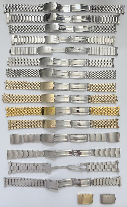 lot of 15 vintage watch bracelets omega rolex tag heuer girard perregaux buckles