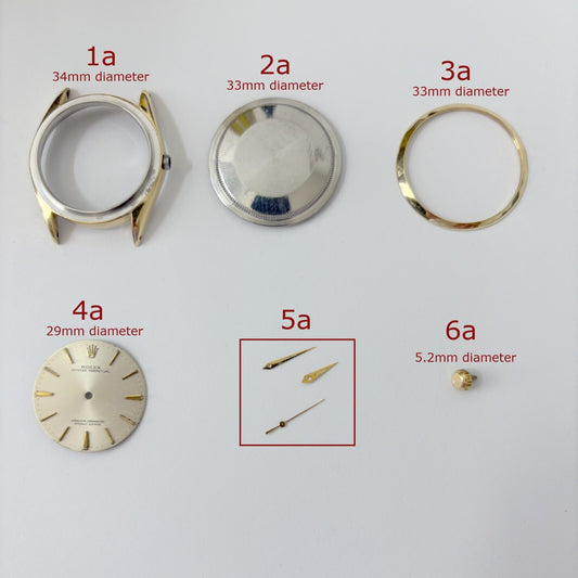 Rolex 1025 case parts caseback dial hands bezel crown case watch
