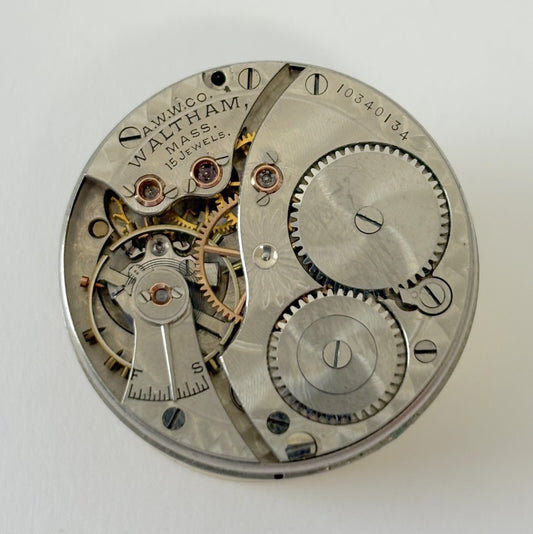 Waltham Grade Seaside Pocket Watch Part Movement Balance Fork Spring Bridge Dial