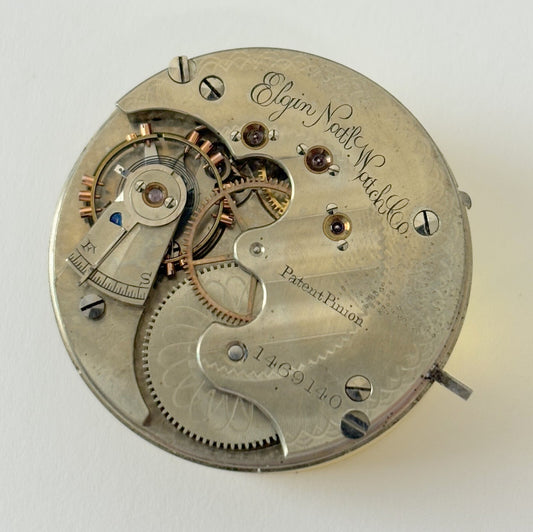 Elgin Grade 67 Pocket Watch Part Movement Balance Fork Spring Bridge Dial Hands