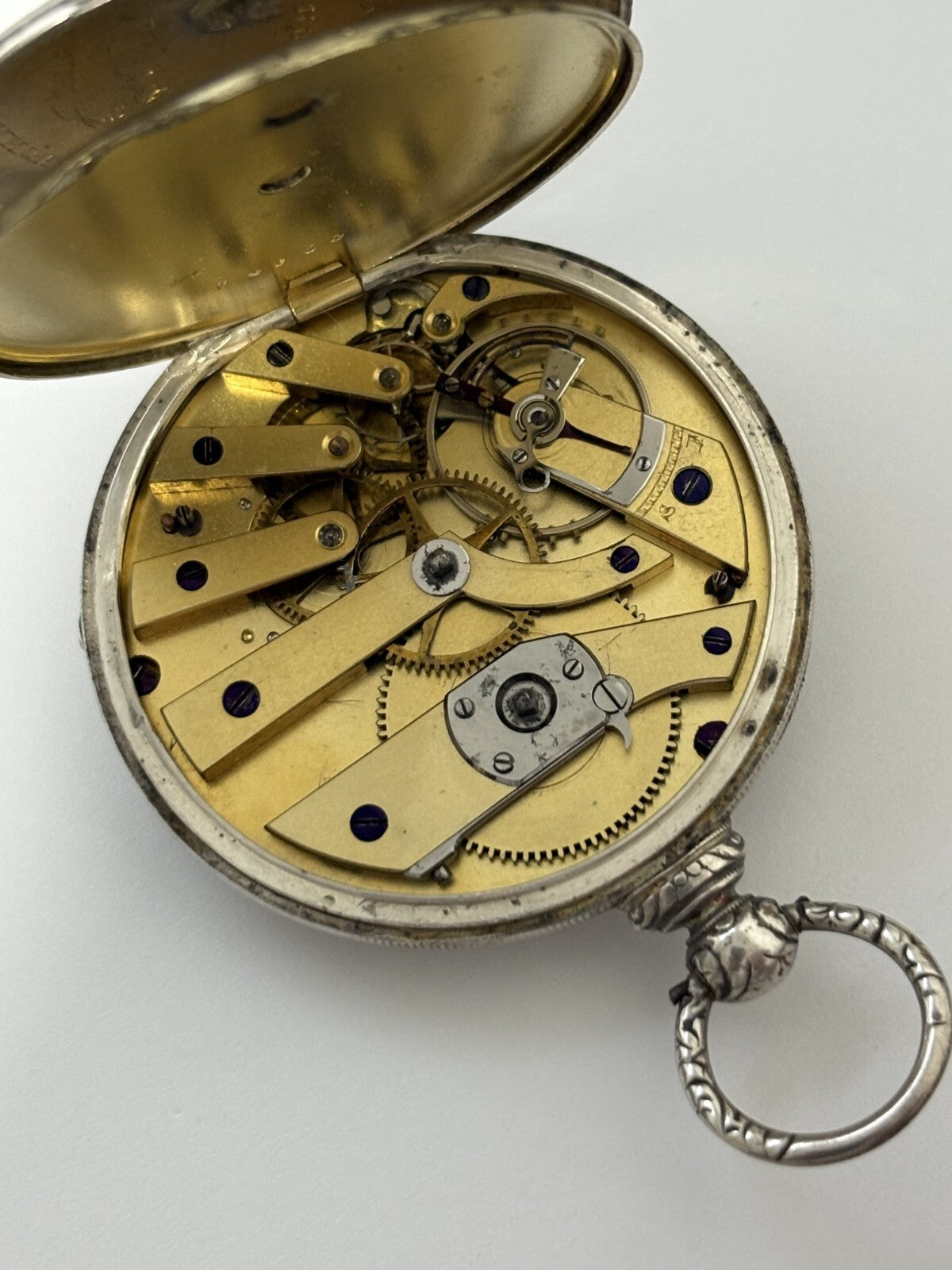 48mm silver pocket watch running