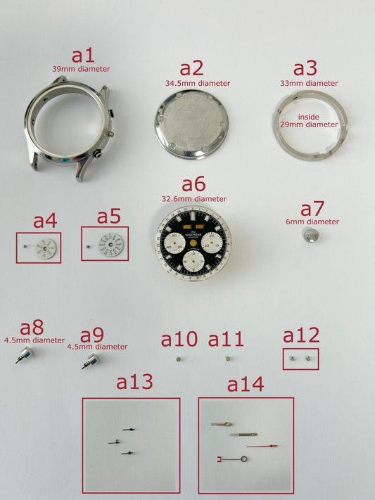 Wakmann Chronograph 71.1309.70 Part Case Pusher Dial Hand Sub Second Valjoux 730