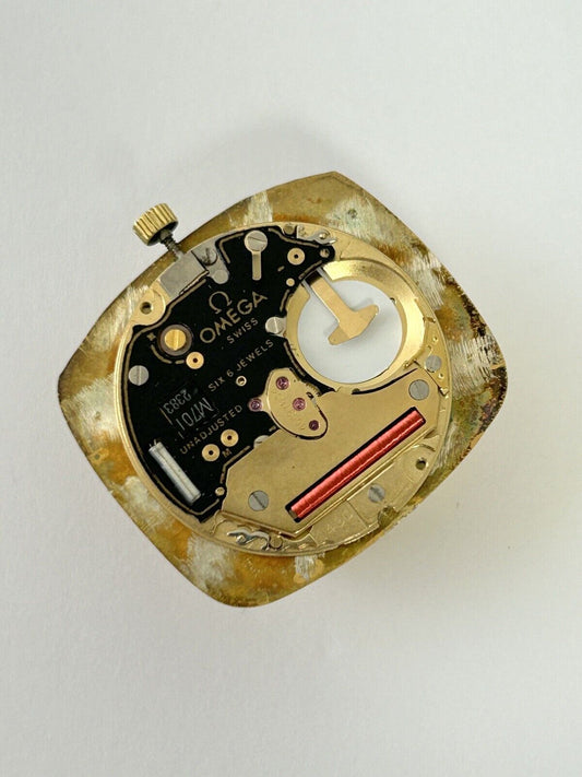 Runs & Sets Omega cal 1430 ETA 255.411 quartz watch movement dial hands crown