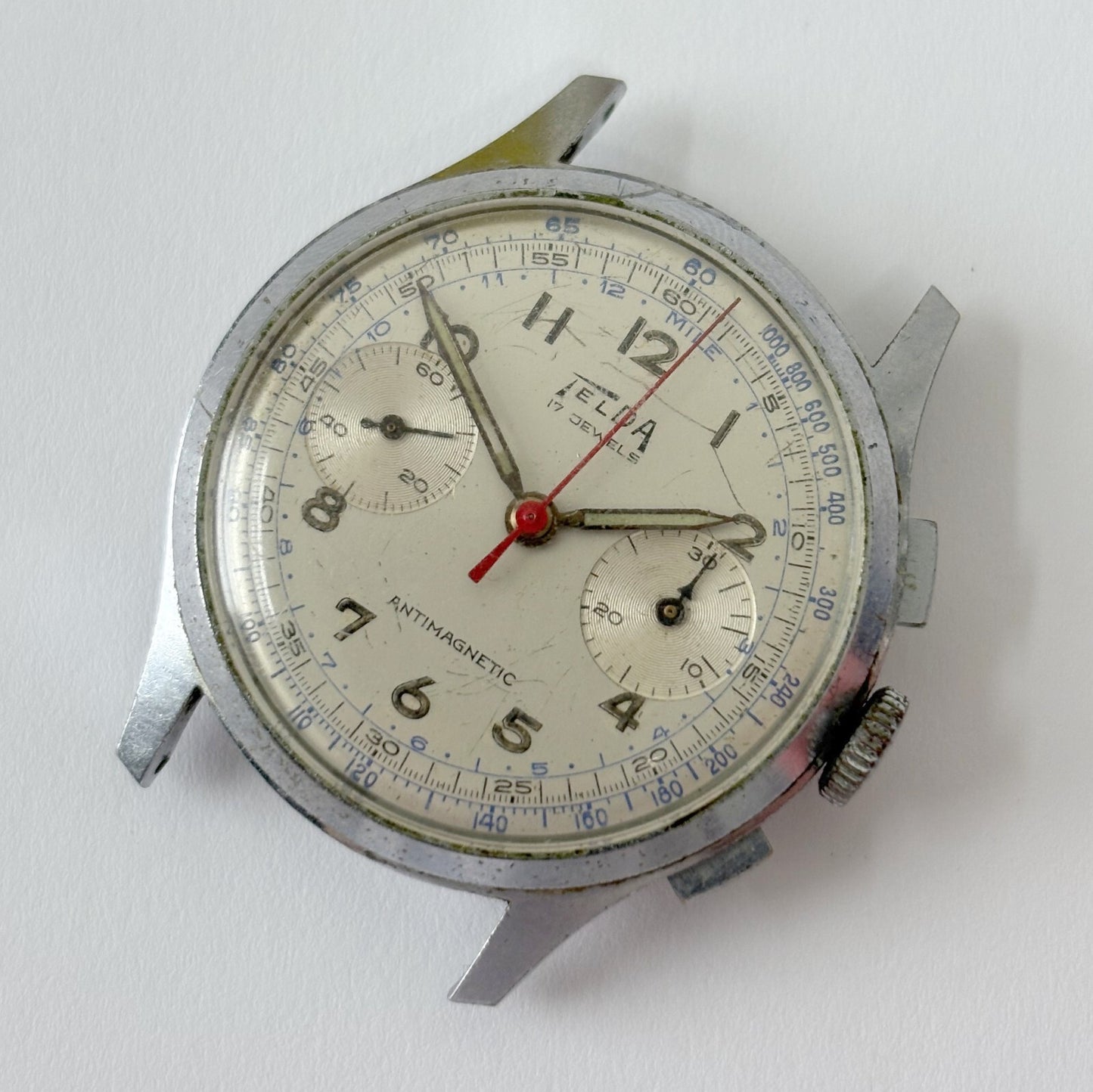 vtg chronograph telda venus 188 35.5mm
