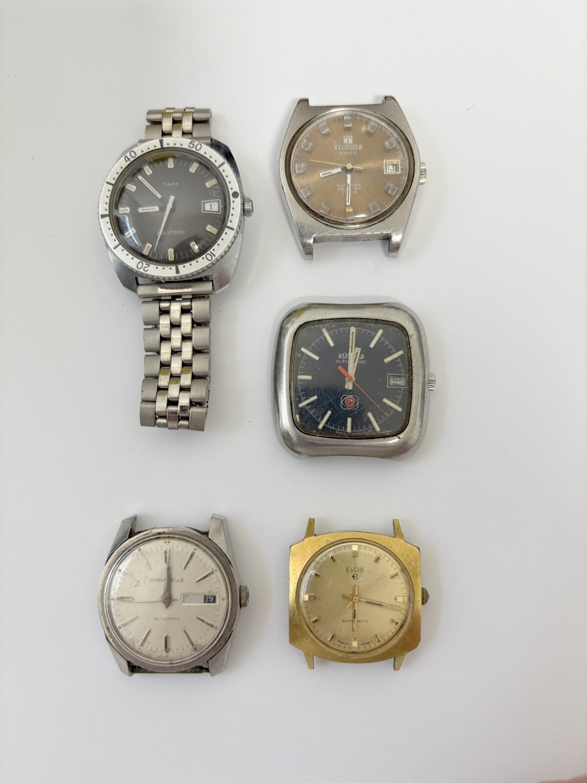lot of watches timex tissot roamer elgin caravelle parts/repair