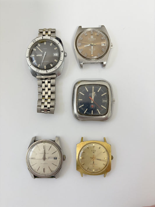 lot of watches timex tissot roamer elgin caravelle parts/repair