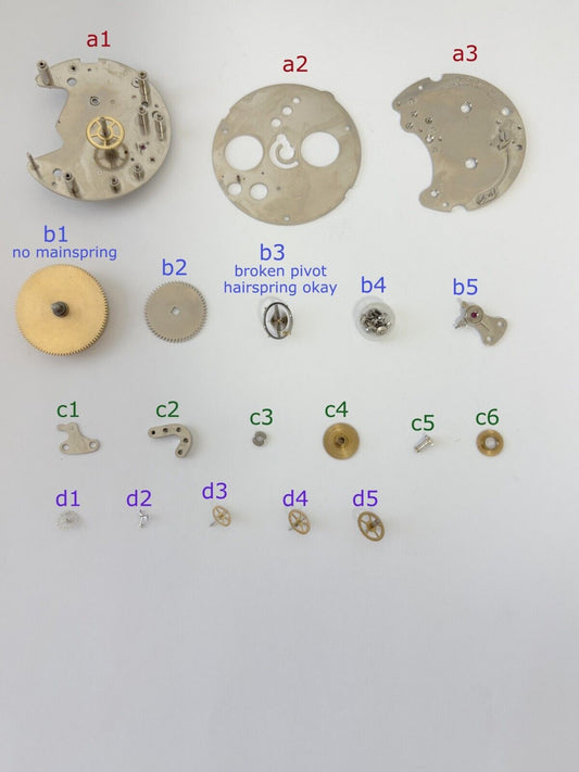 Jaeger LeCoultre Cal 229 Clock Movement Part Balance Fork Barrel Wheel Plates