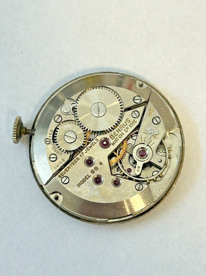 Benrus Cal BB4 Watch Parts Movement Balance Fork Wheels Spring Bridge Dial