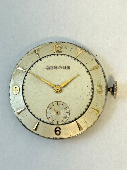 Benrus Cal BB4 Watch Parts Movement Balance Fork Wheels Spring Bridge Dial