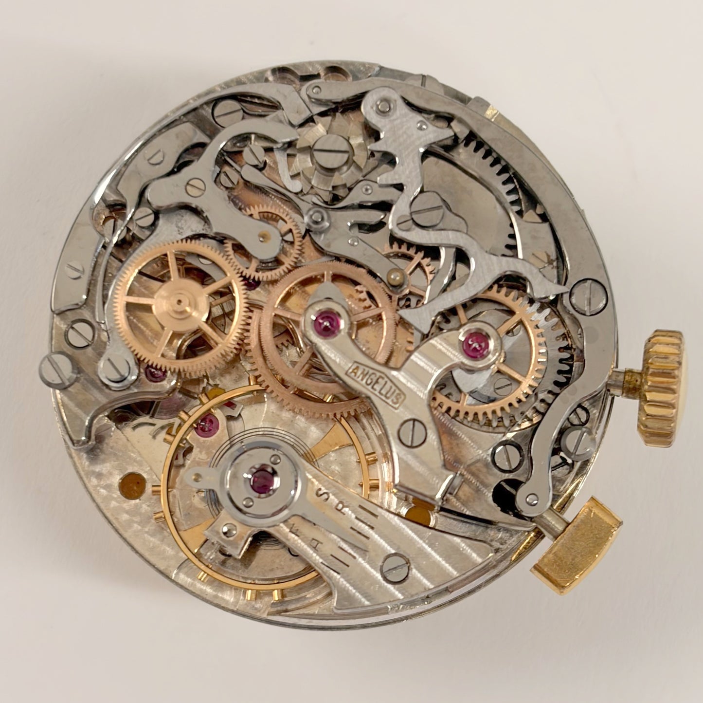 Angelus Cal 215 Chronograph Watch Movement Part Balance Fork Dial Hands Sub - Used Watch Parts