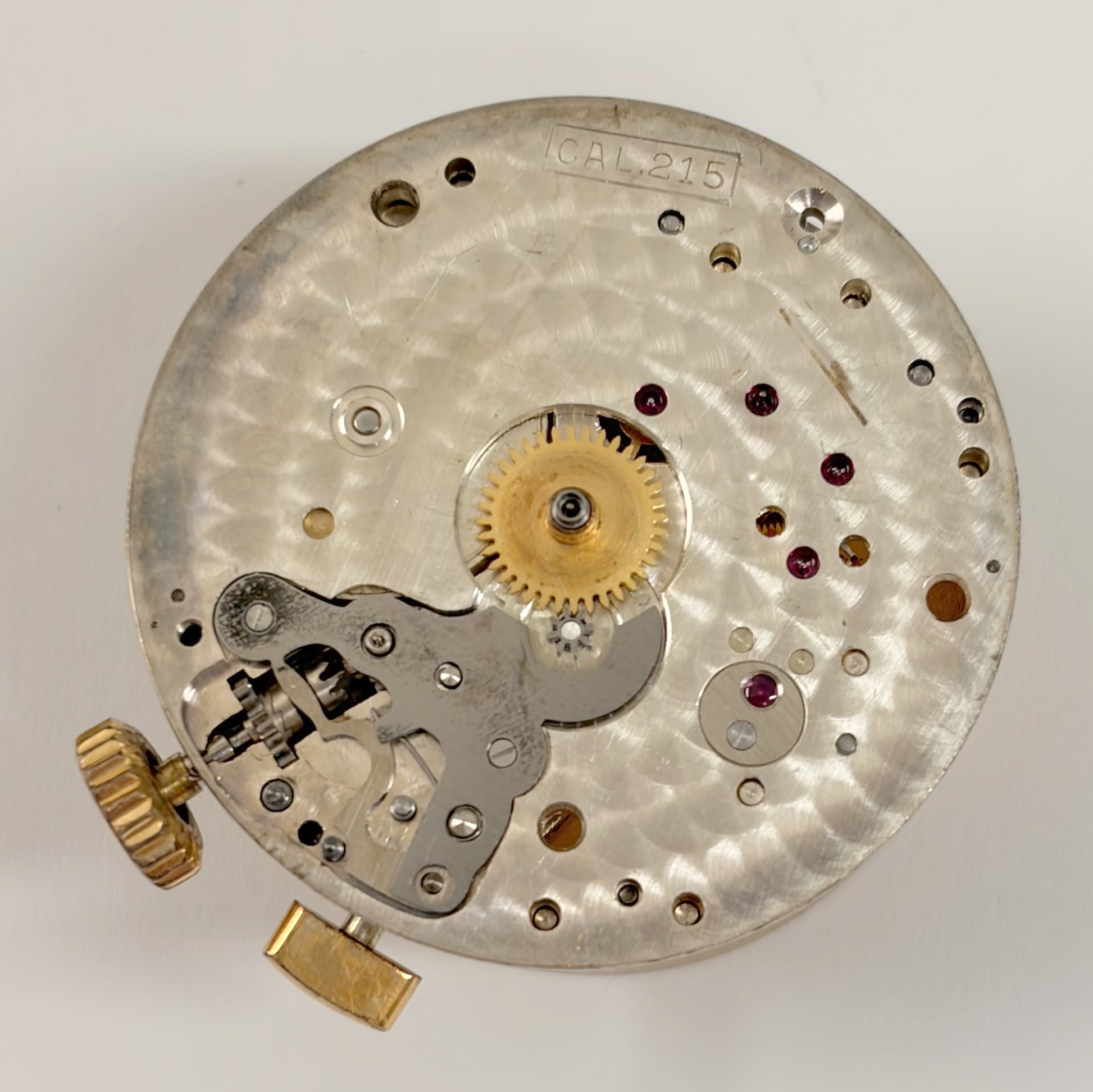 Angelus Cal 215 Chronograph Watch Movement Part Balance Fork Dial Hands Sub - Used Watch Parts