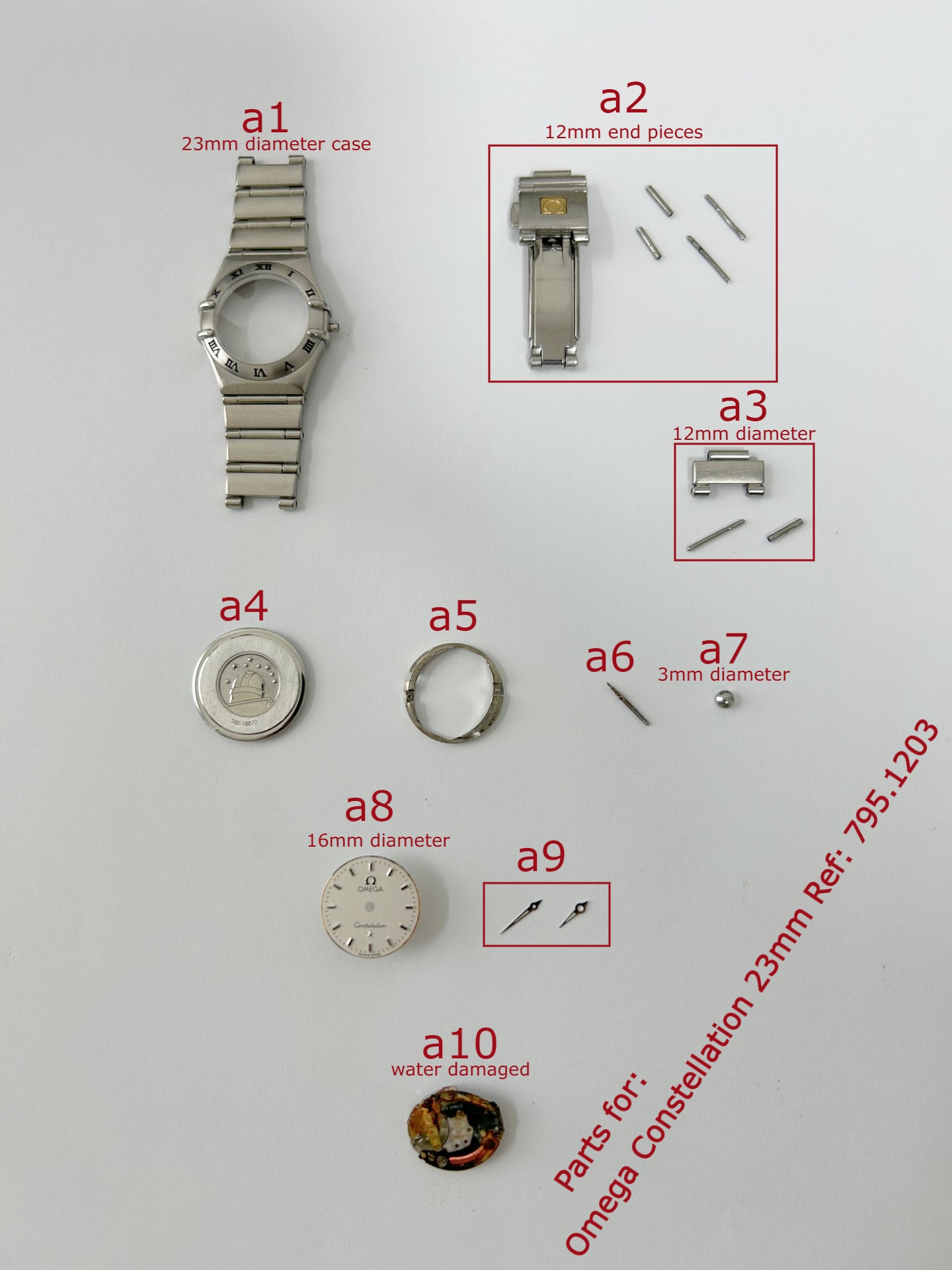 OMEGA Constellation case parts bracelet ref 795.1203 hands dial watch cal 1456